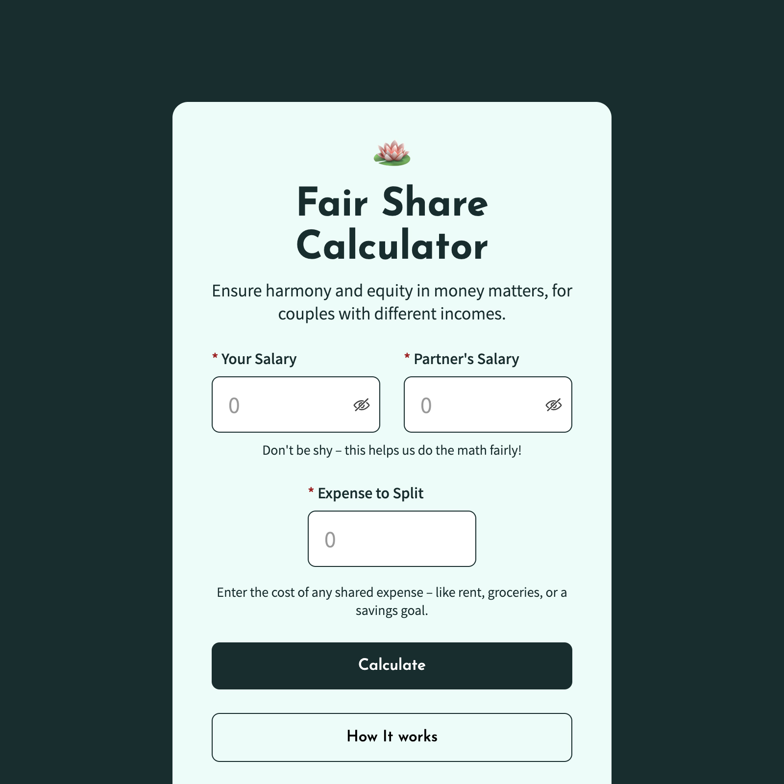 Fair Share Calculator interface