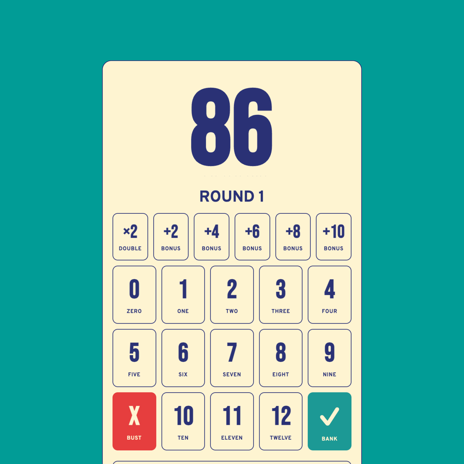 Flip 7 Scorecard interface
